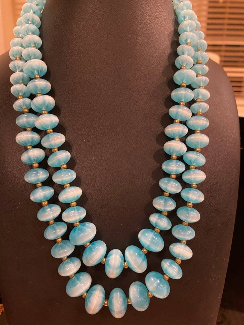Lisner Turquoise Color Bead Double Strand Necklace -